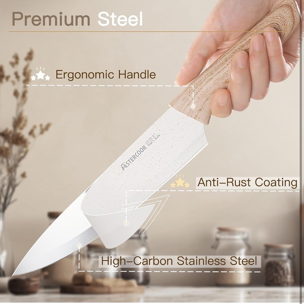 Astercook Knife Set 13 Piece Kitchen Knives Set, Ceramic Coating Stainle…​​ - Picture 3 of 7
